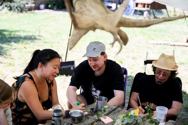 Mapping out artistic coping strategies during outdoor focus group. Photo Katja Goliat