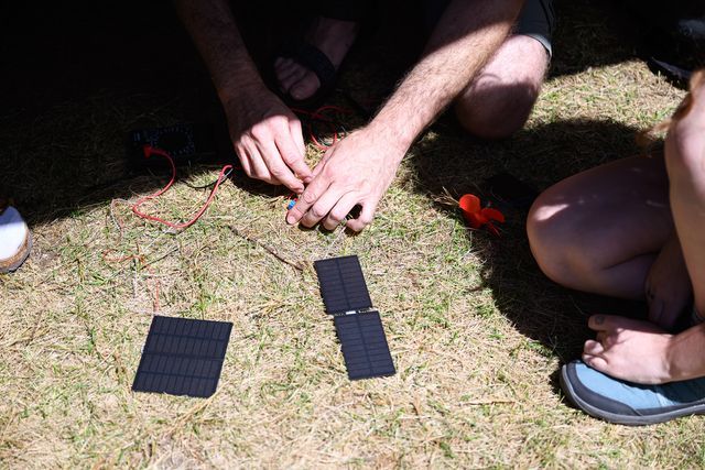 Assembling and testing small solar panel circuits. Photo Katja Goliat
